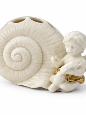 Ceramic Shell and Cherub Figurine